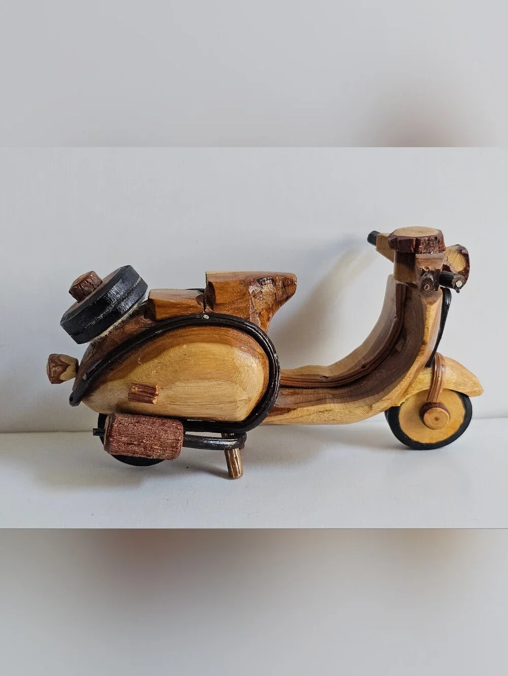 Motorcycle Vintage Wood Carved Vespa Craft Miniature Folk Art Collectible Lot 3